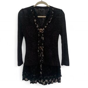 Pretty Angels Black Layered Lace Hem Fairy Boho Cardigan Size Small